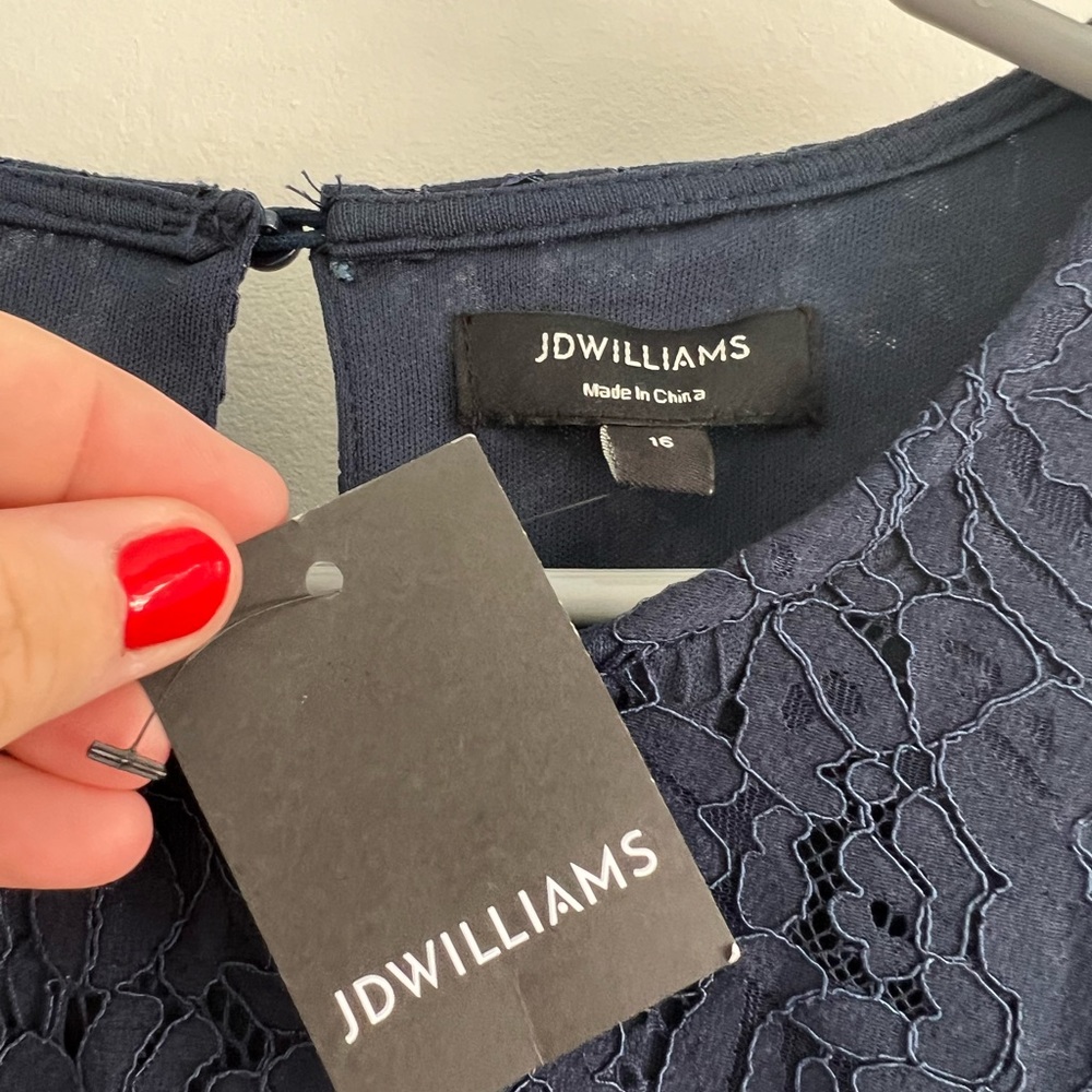 Size 16 JD Williams Navy Lace Occasion Dress - Picture 3 of 6